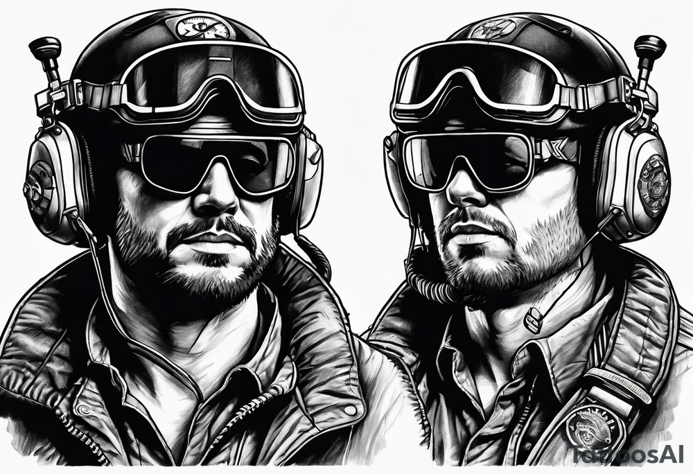 a helicopter pilot wearing night vision goggles tattoo idea