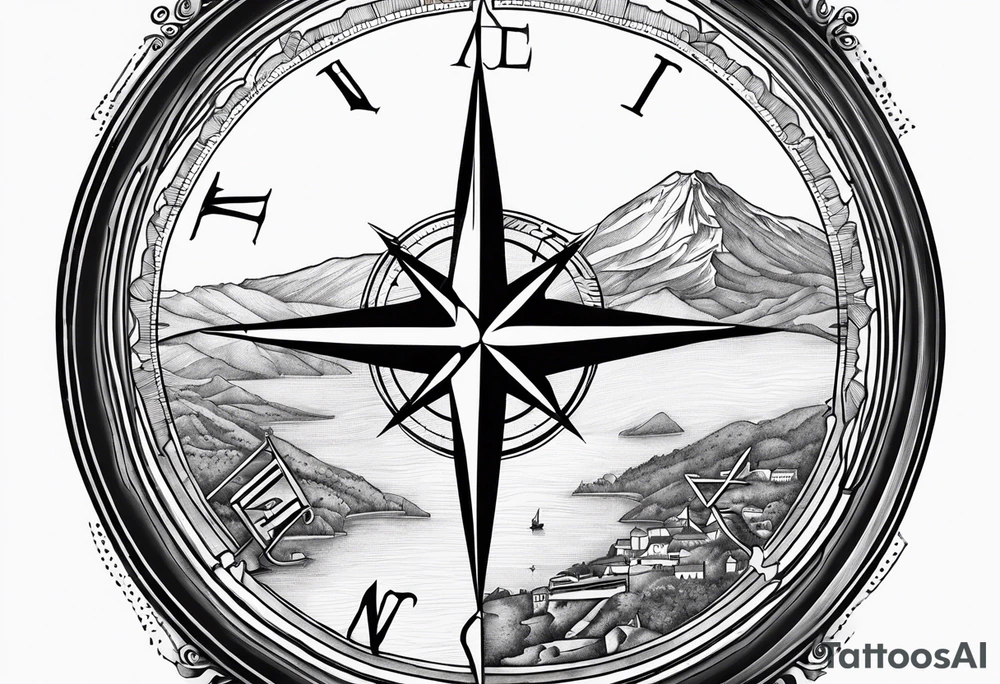 azores islands map compass on top compass tattoo idea