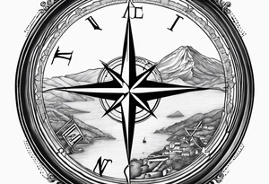 azores islands map compass on top compass tattoo idea