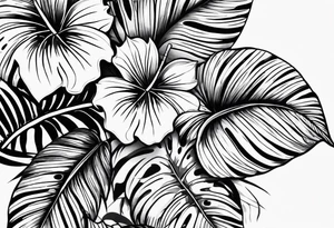 Tropical leaves tattoo idea