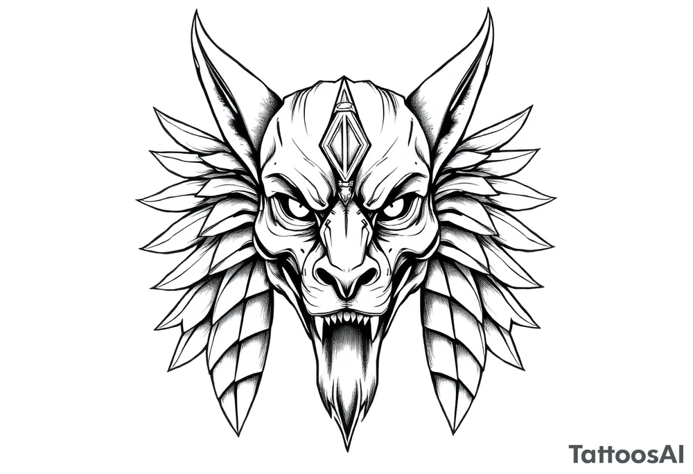 powerful majestic muscle anubis Egyptian god face without eyes tattoo idea