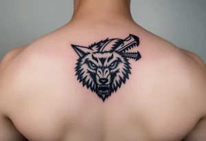 aggressive wolf head tattoo idea