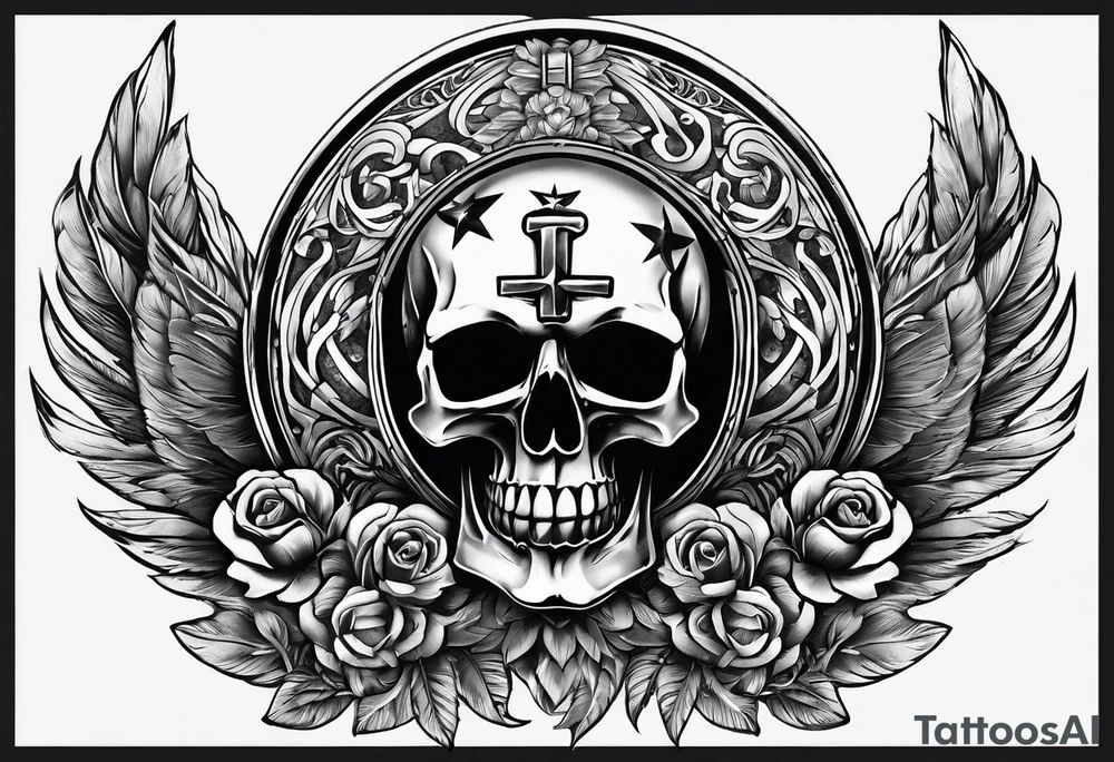 Forearm symbol of war and peace horizontal 30x8cm tattoo idea