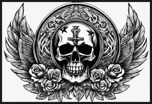 Forearm symbol of war and peace horizontal 30x8cm tattoo idea