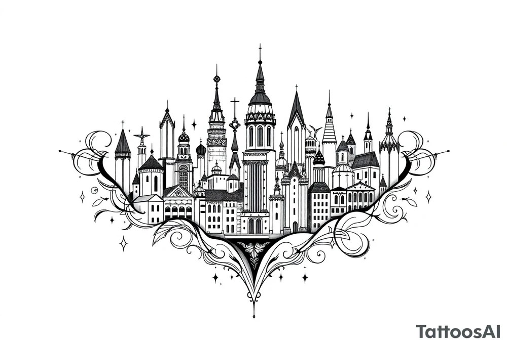 Magical city tattoo idea