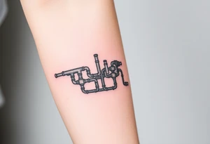 wide System of pipes that transitions and transforms outwards of sides and end into thick, widespread 
veins of forearm tattoo idea