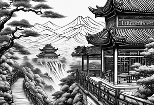 Chinese wall, realistic art,Chinese tattoo idea