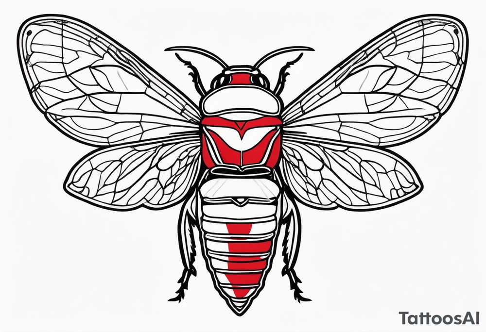 cicada with red background tattoo idea