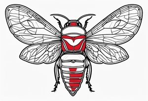 cicada with red background tattoo idea