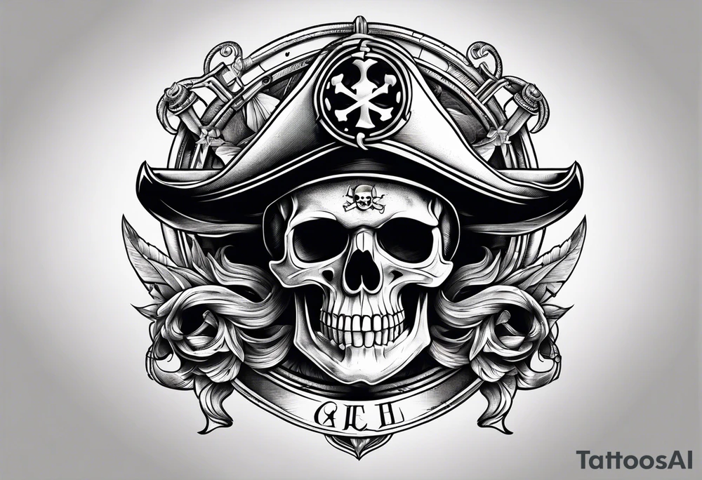 pirate skull anchor tattoo idea