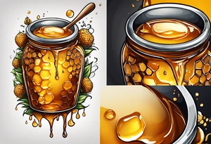 pot of honey with drips of honey spilling over tattoo idea