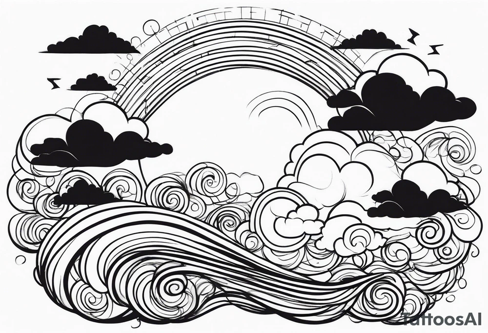 heaven clouds swirl vignette tattoo idea