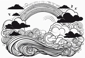 heaven clouds swirl vignette tattoo idea