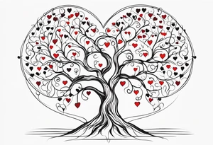 Family tree in hearts tattoo idea