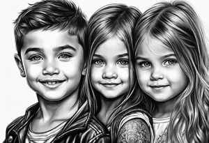 2 little girls, 1 little boy, 1 dad tattoo idea