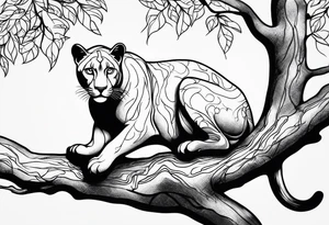 panther on a tree branch tattoo idea