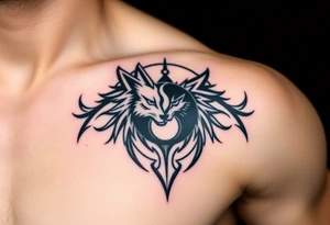 majestic yin yang wolf tattoo idea