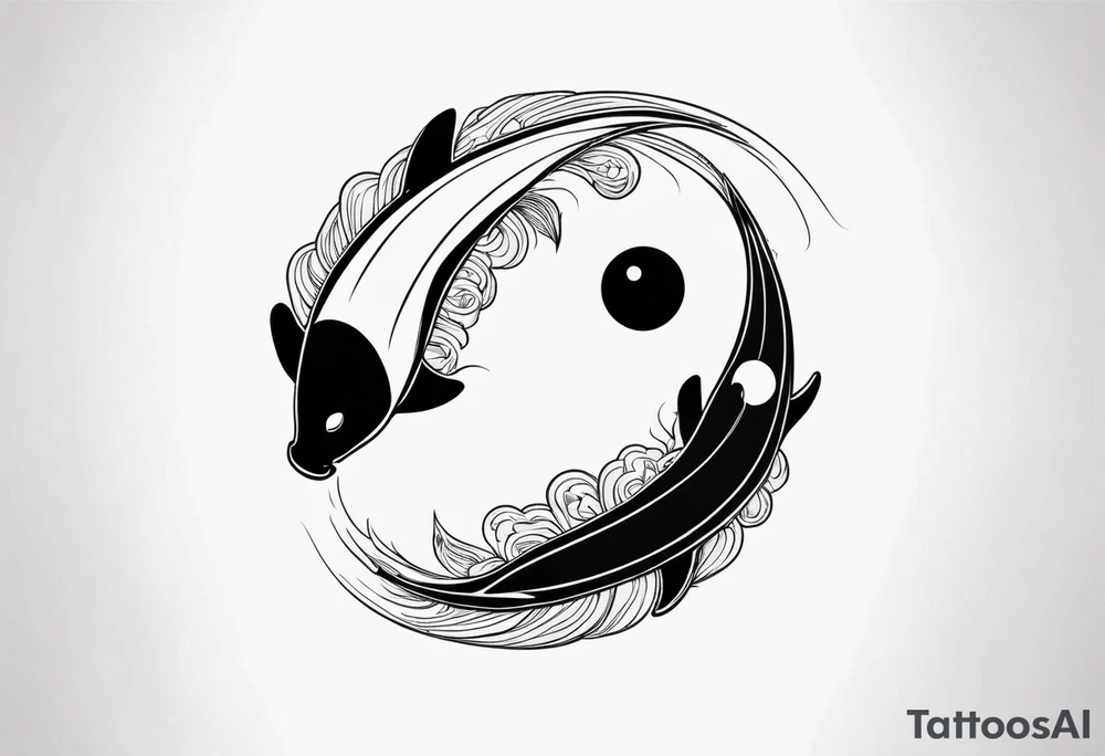 powerful majestic ying Yang symbol made of koi fish tattoo idea