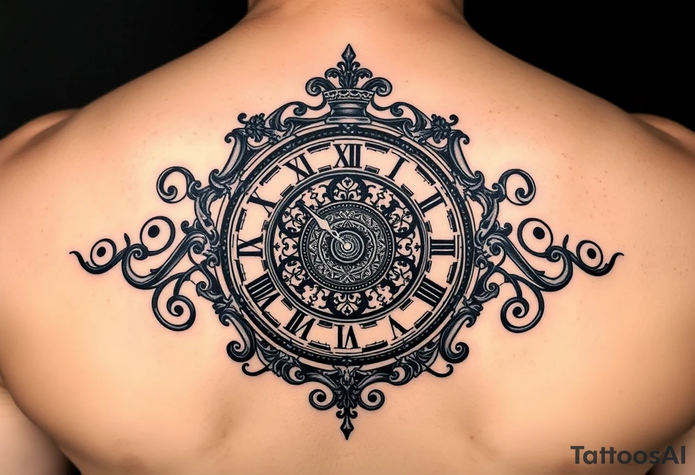 vintage roman numerals within ornate clockwork mechanism tattoo idea
