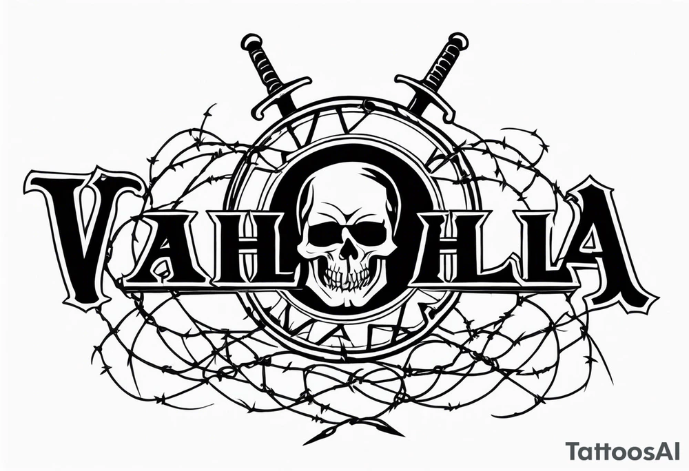 Valhalla sword shield barb wire chain tattoo idea