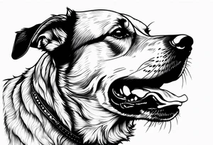 Violent, aggressive dog barking realistic tattoo idea
