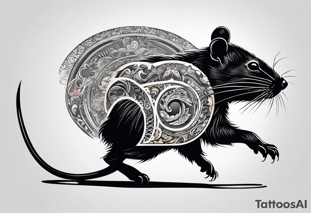 Black rat running tattoo idea