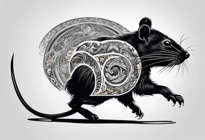 Black rat running tattoo idea