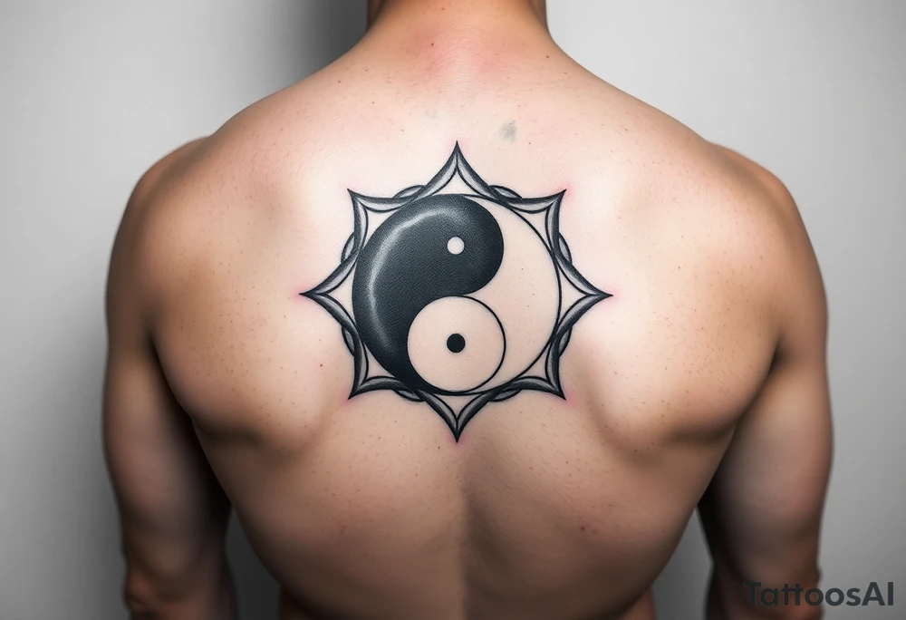 LARGE GEOMETRIC YIN YANG WITH NEGATIVE SPACE tattoo idea