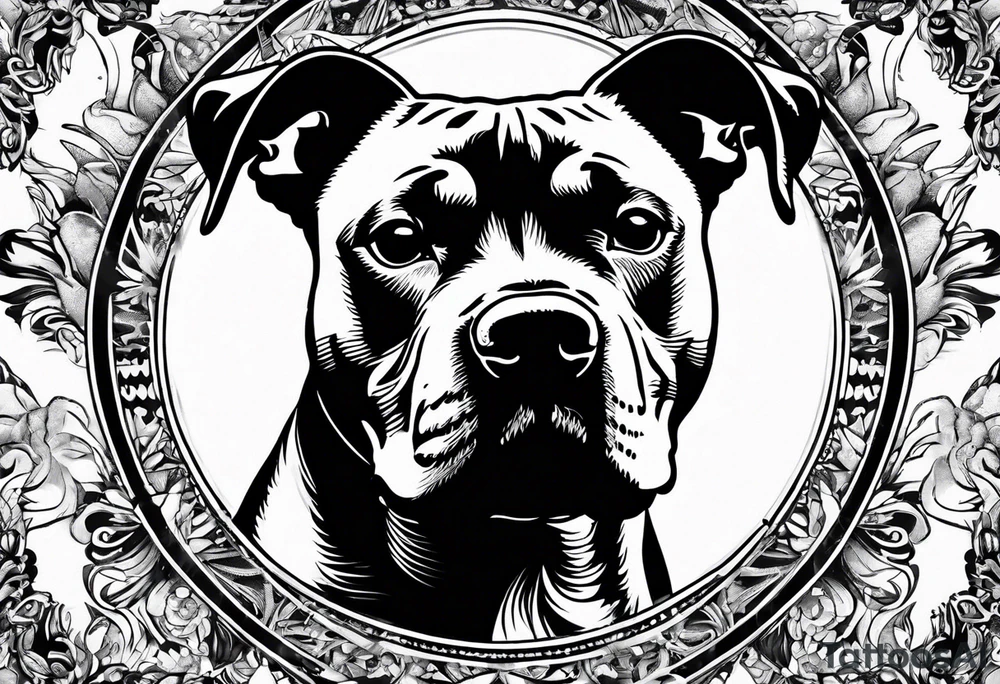 pattern rock and roll punk rock pitbull tattoo idea