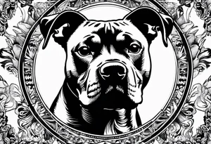 pattern rock and roll punk rock pitbull tattoo idea