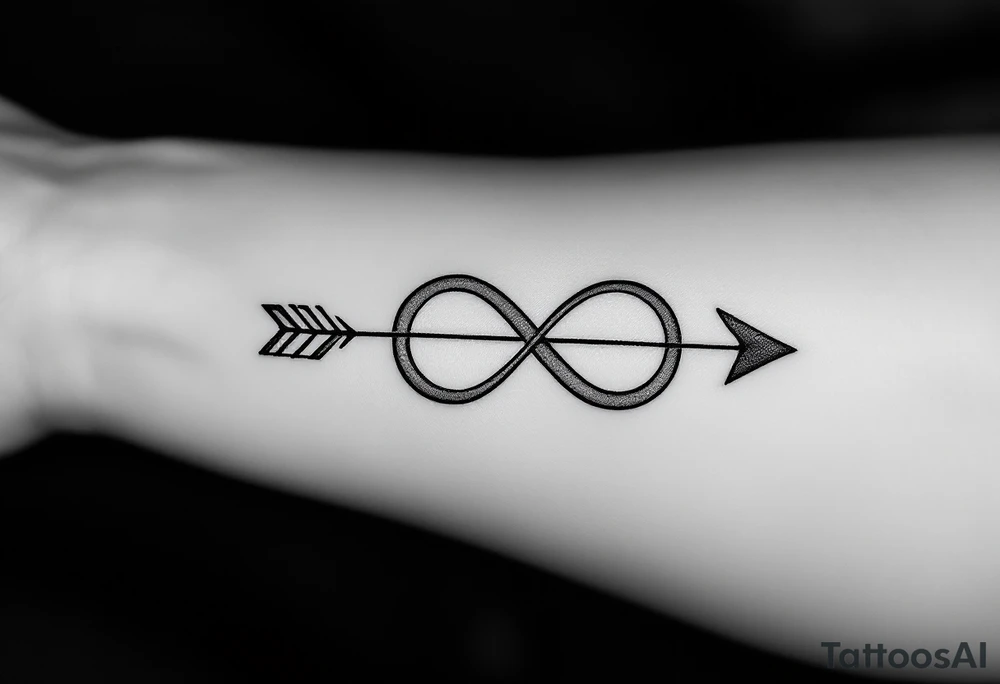 An arrow looping into an infinity symbol tattoo idea
