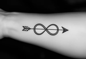 An arrow looping into an infinity symbol tattoo idea