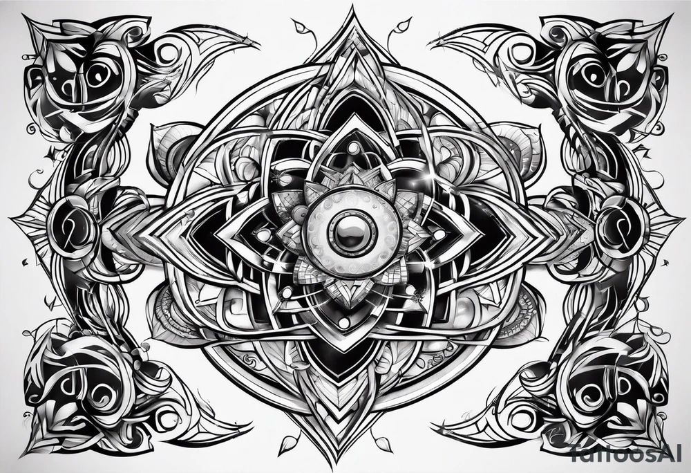 quantum atom with spiritual elements tattoo idea