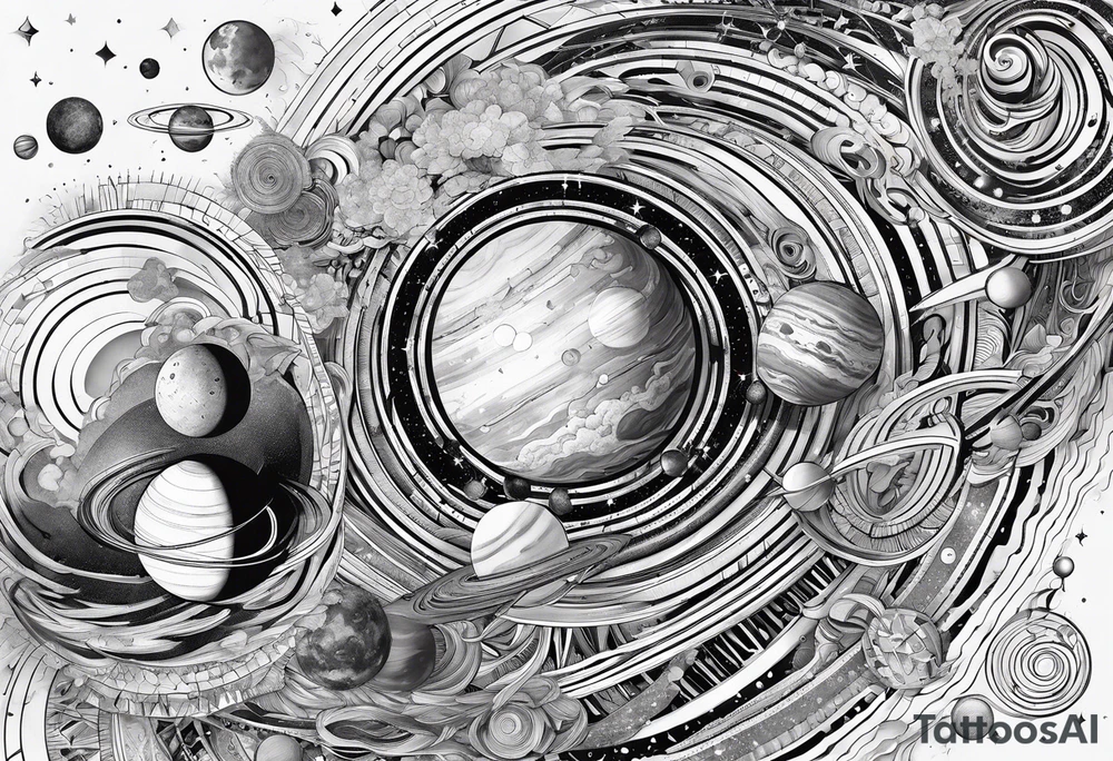solar system stretched out vertically tattoo idea
