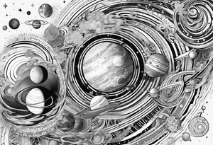 solar system stretched out vertically tattoo idea
