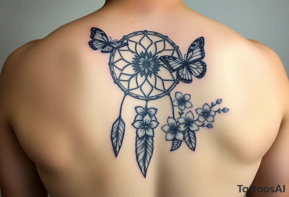 Dreamcatcher with butterfly's and Cherry blossom tattoo idea