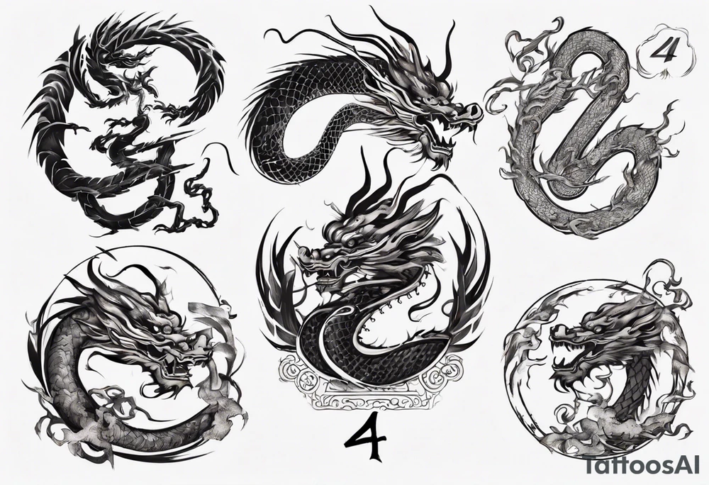 Number 24 with a Chinese dragon around it tattoo idea