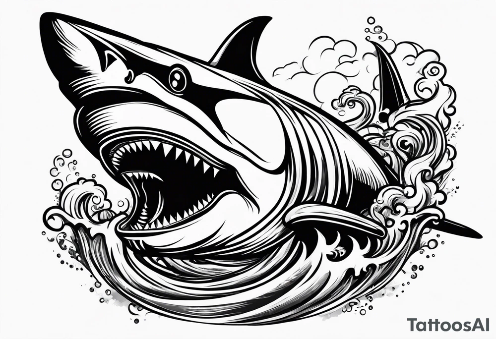 shark smoking cigarette tattoo idea