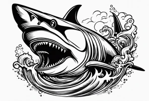 shark smoking cigarette tattoo idea