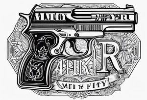 The letters AR with a pistol on each side tattoo idea