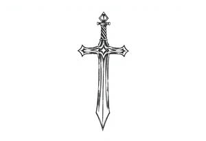 Gothic style cross with sword handle tattoo idea