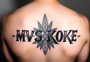 “MVSKOKE” shaded with Native American pattern tattoo idea