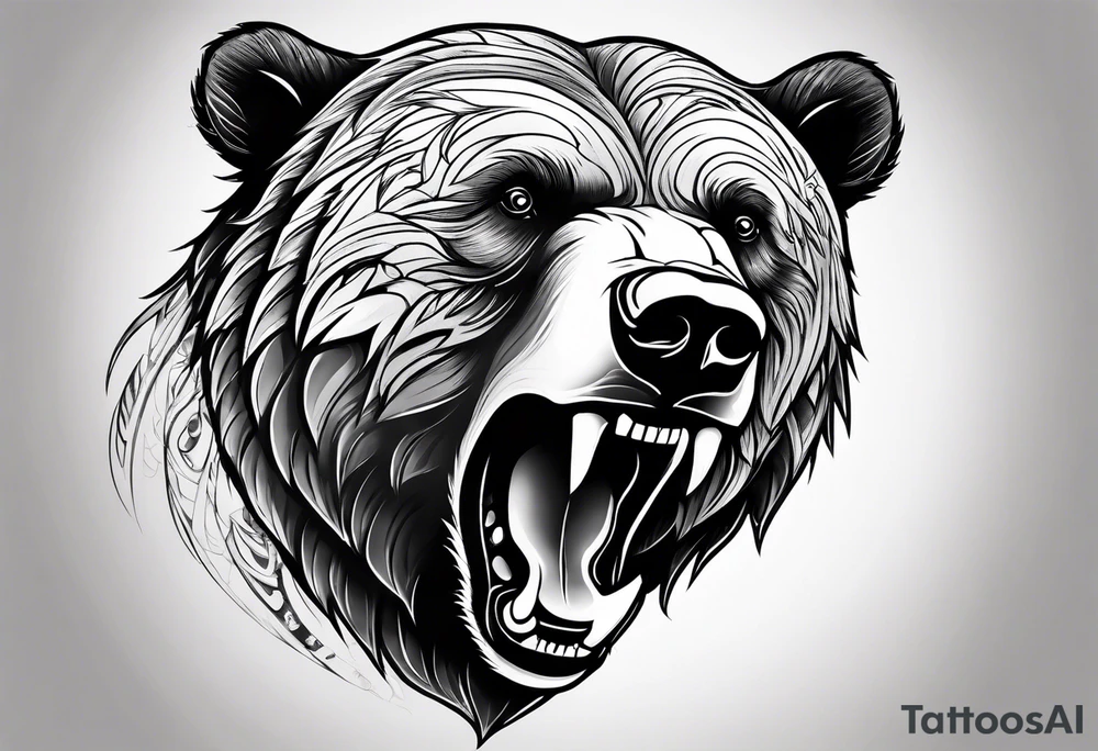 growling bear, torso tattoo idea