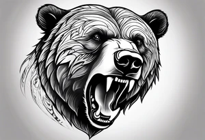 growling bear, torso tattoo idea