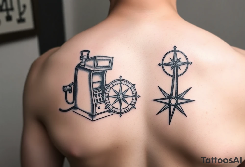 Slot machine and compass tattoo idea