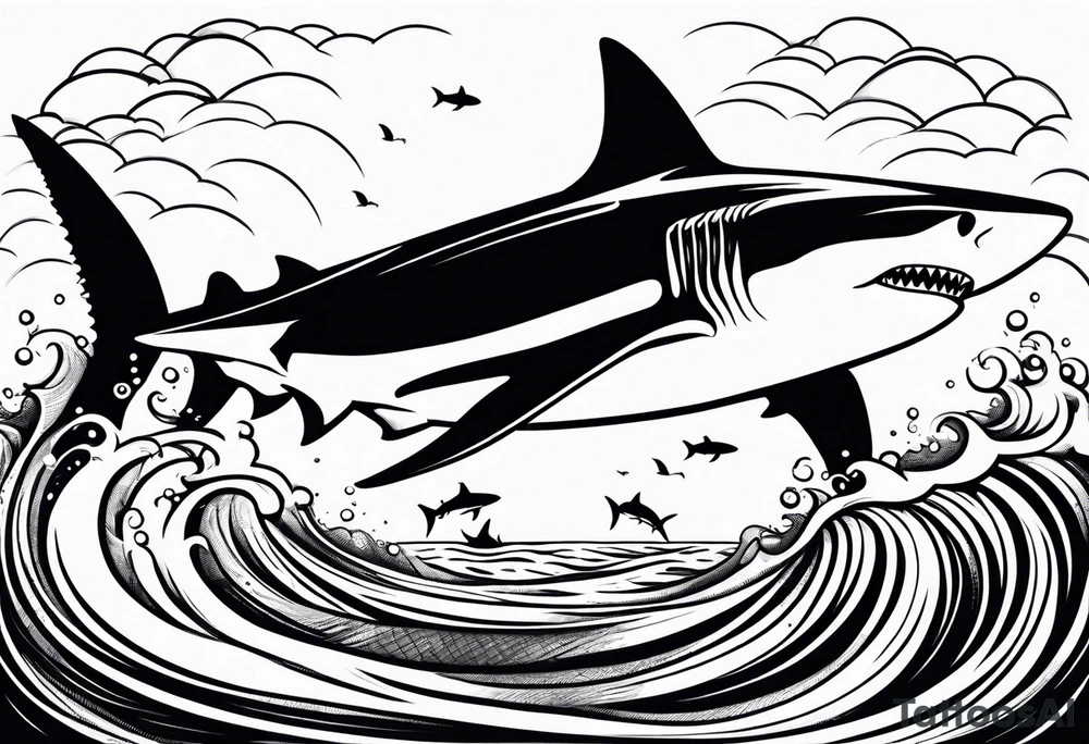 torrential ocean sharks tattoo idea