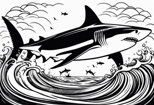 torrential ocean sharks tattoo idea