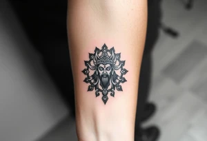 hindu god tattoo that shows strength and is trippy tattoo idea