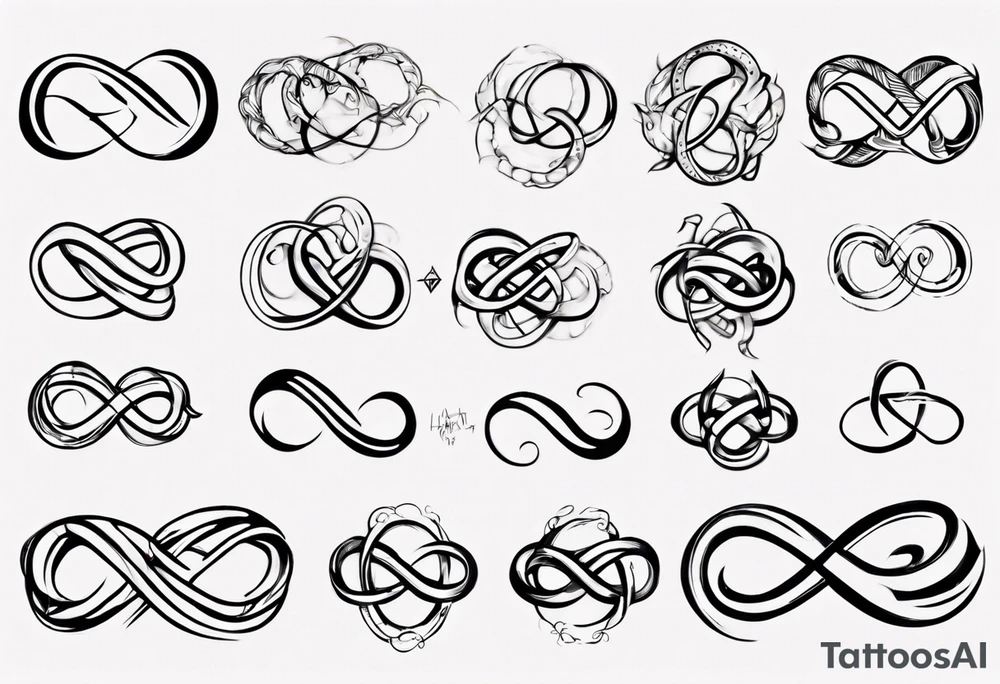 "Through thick & thin" written in the shape of an infinity sign tattoo idea
