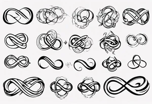 "Through thick & thin" written in the shape of an infinity sign tattoo idea